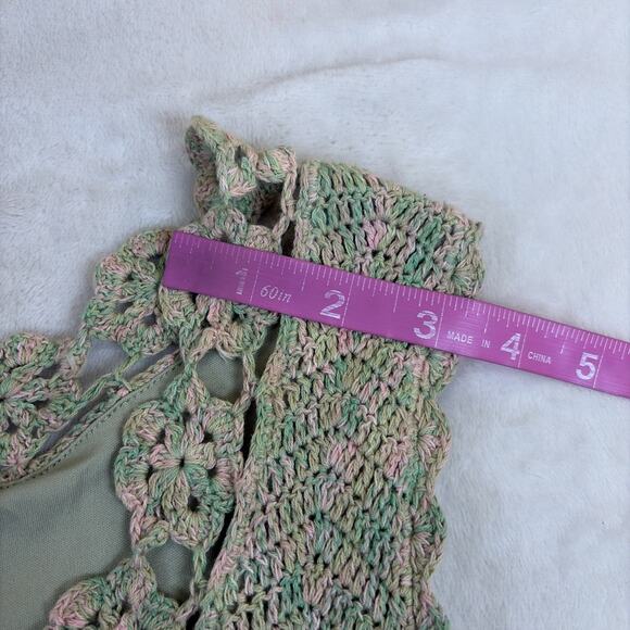 Vintage Kroshetta by Papillion Green & Pink Lined Maxi Dress Size XS Bnfts Chrty - Picture 4 of 10